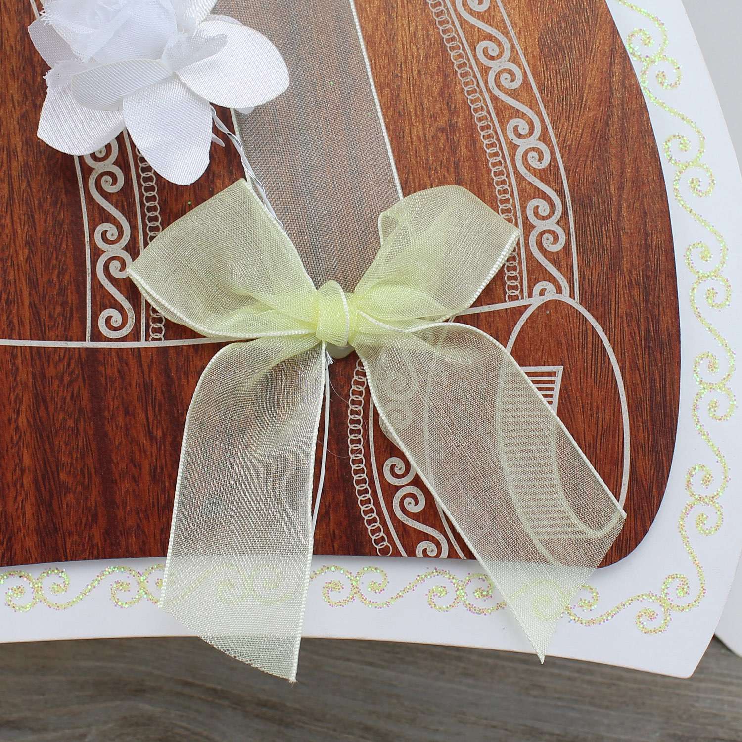 Wooden Invitation Card With Silk Flower, Wedding Invitation Card 